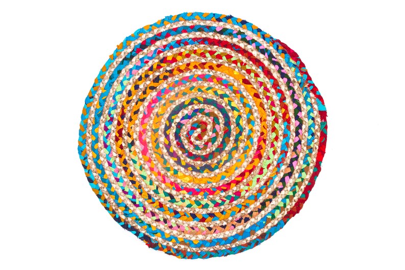 Indian Hand Braided Bohemian Cotton Chindi Area Rug Multi Etsy