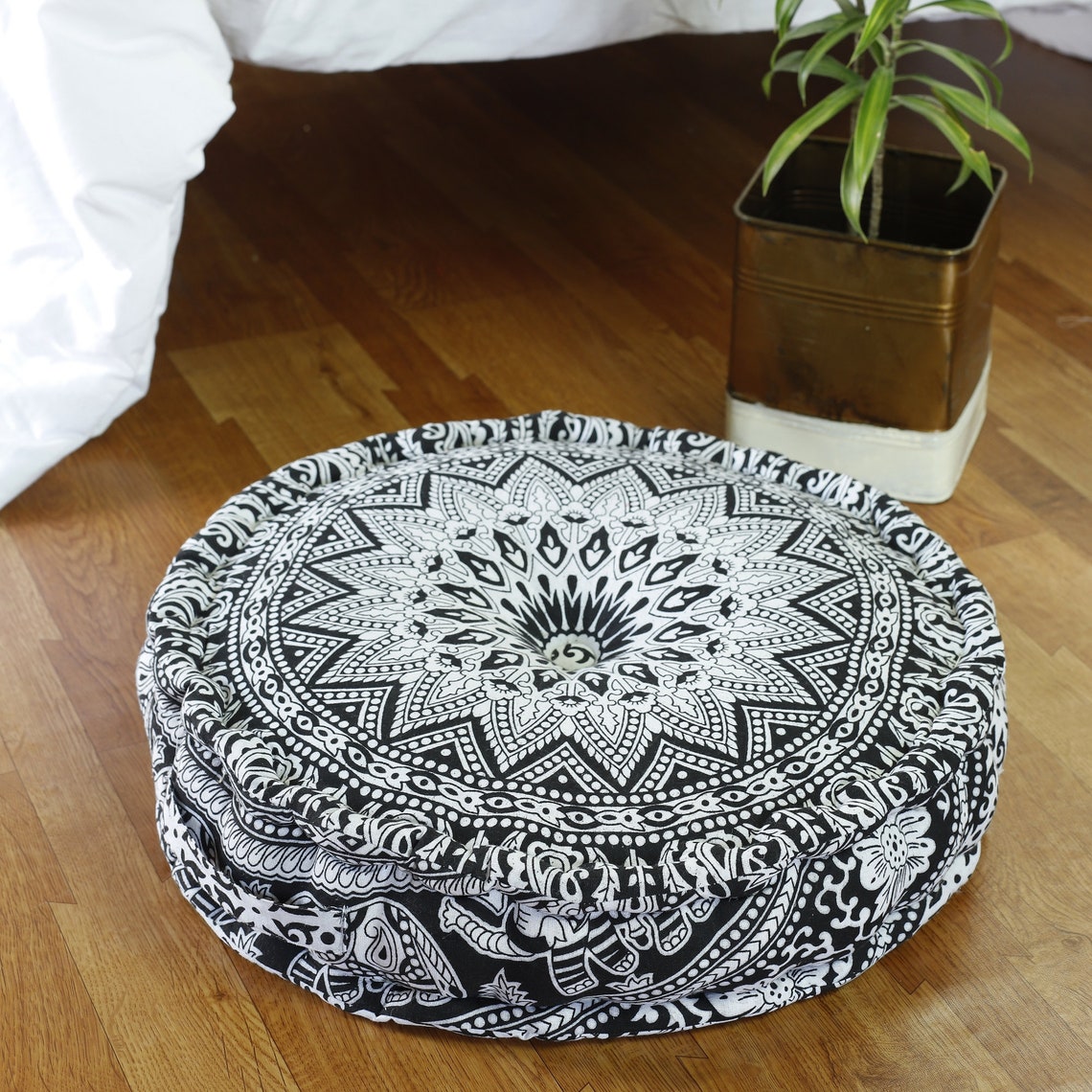 Elephant Mandala Home Decor Floor Cushion Handmade Round Large Etsy