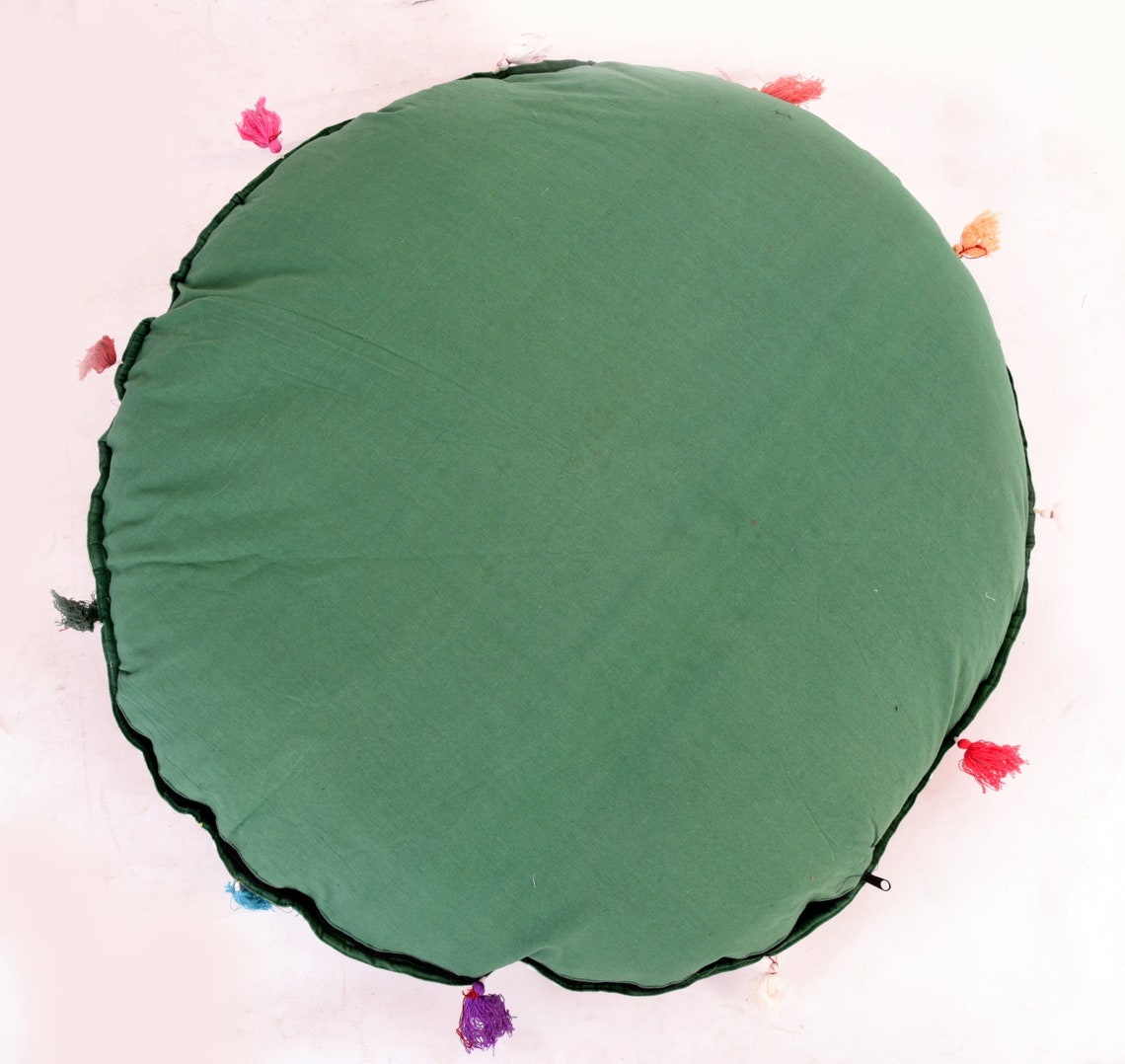 Handmade Round Floor Cushion Cover Cotton Patchwork Foot Stool Etsy