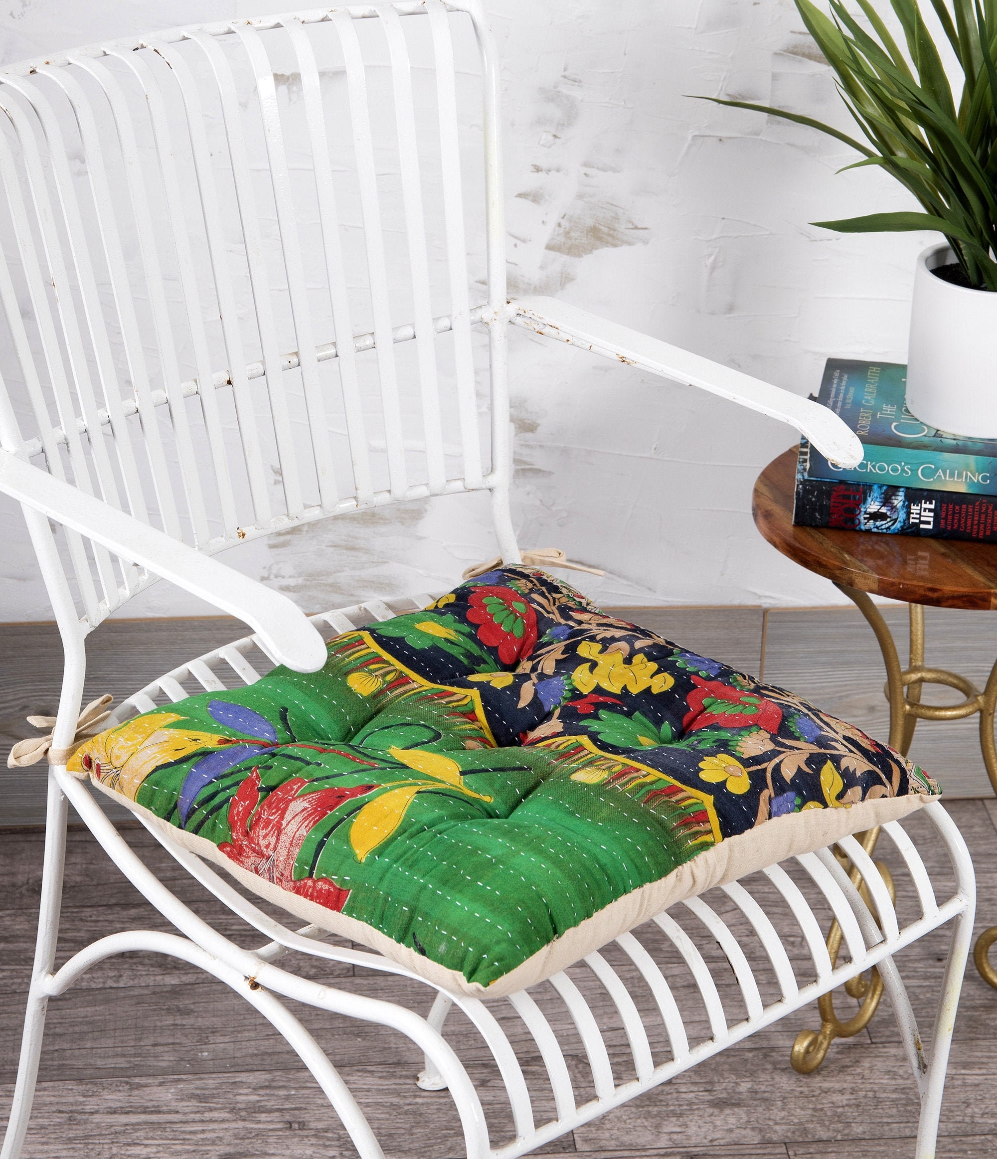 Indian Handmade Vintage Kantha Quilted Chair Pad With Ties Etsy Australia