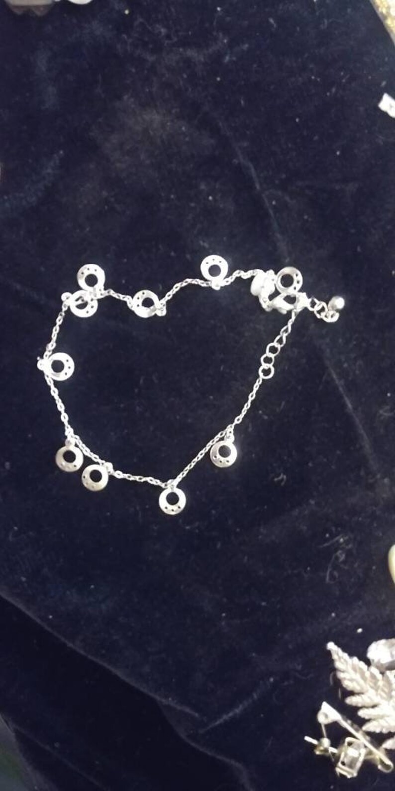 Vintage 18k White Gold Plated Anklet Ankle Bracelet