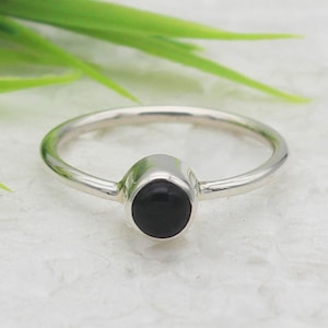 925 Sterling Silver Black Tourmaline Ring Handmade Jewelry Birthstone Ring Gift For Her