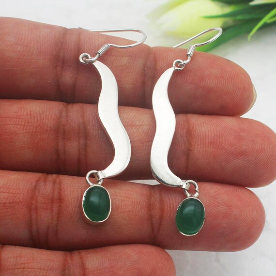 Orecchini Pendenti In Oro Bianco Con Coralli, Onice, Quarzo