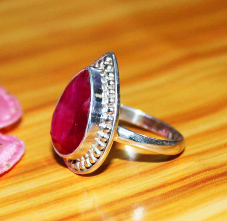 natural ruby silver ring, dainty ruby ring, stackable... 925 Sterling Silver Natural Ruby Ring Handmade Jewelry Gemstone ...