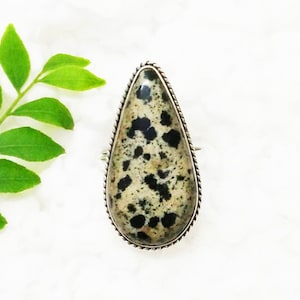 925 Sterling Silver Dalmatian Jasper Ring Handmade Jewelry Gemstone Birthstone Ring Gift For Women