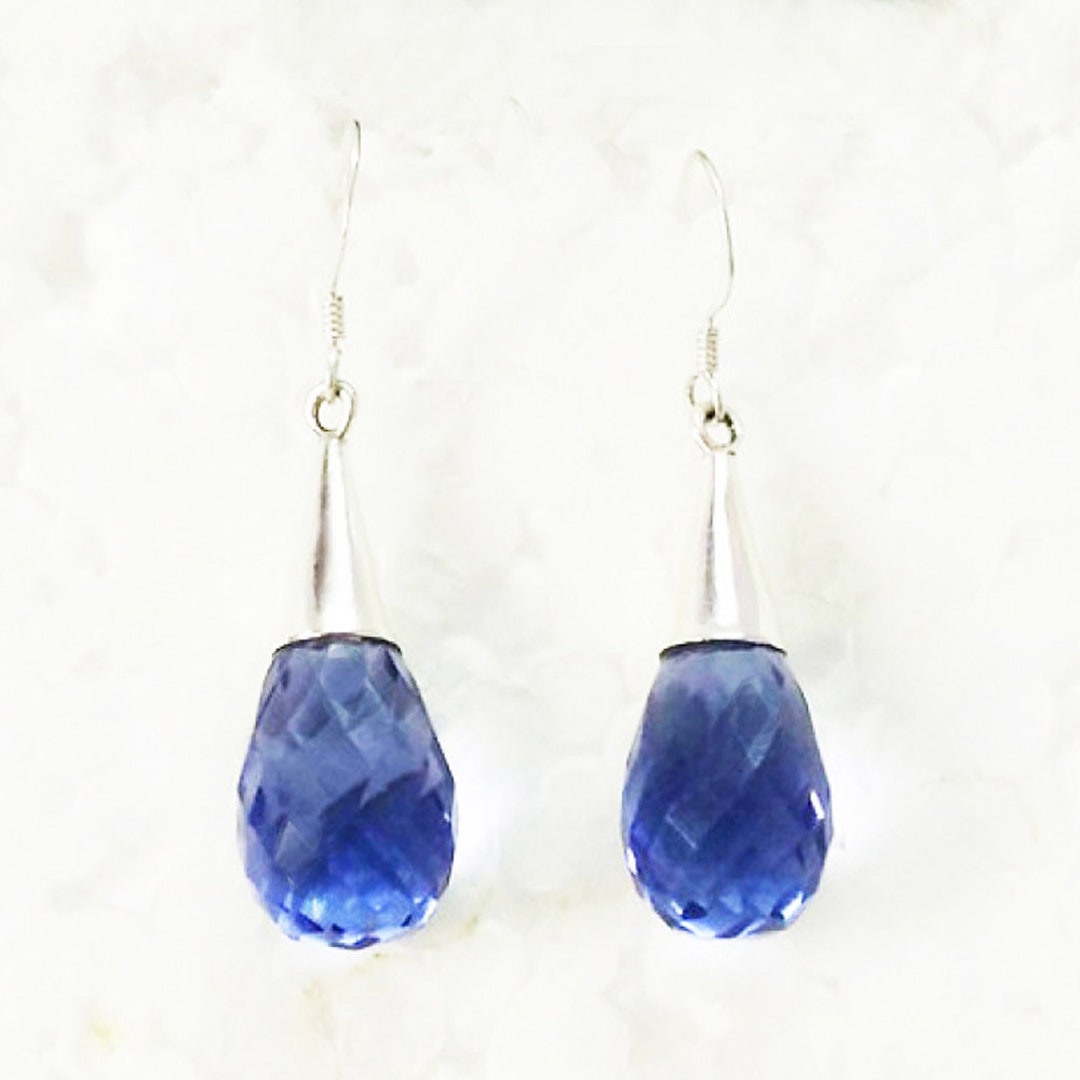 Iolite Hoop Earrings in Silver