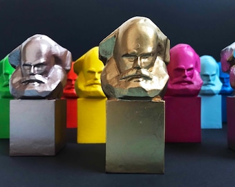 Karl-Marx-Monument/Denkmal/Nischel in Chemnitz, handgemachte Büste 12cm, Steinguss, Auswahl an 16 Farben, ca.450g, Kulturhauptstadt 2025