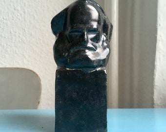 Karl Marx Monument / Denkmal / Nischel in Chemnitz, handgemachte Büste 11,5 cm, Keramik, Unikat, 470g , Kulturhauptstadt 2025, CooperRoof