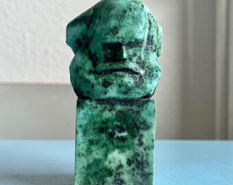 Karl Marx Monument / Denkmal / Nischel in Chemnitz, handgemachte Büste 11 cm, Keramik, Unikat, ca. 300g, Kulturhauptstadt 2025, UniqueGreen