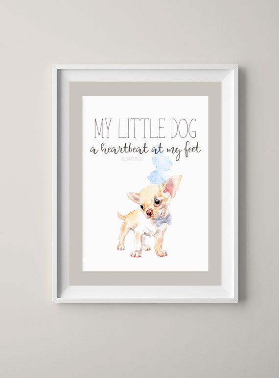 Chihuahua Quote Watercolor Illustration Printable Blue Etsy