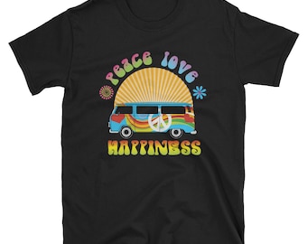Hippie Shirt, Hippie Gift, Boho Shirt, Hippie Clothes, Festival Shirt, Hipster Shirt, Hippie Top, Hippie Costume, Peace Love Happiness