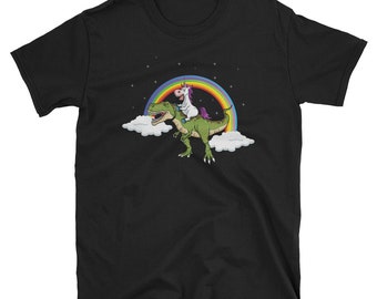 Dinosaur Shirt, Dinosaur Gift, Rainbow Shirt, T-Rex, Unicorn Shirt, Dinosaur Birthday, Dinosaur Party, Unicorn Gift, Unicorn Riding Dinosaur