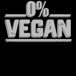 Pu&ograve; includere: Una grafica bianca con il testo "0% VEGAN" in un carattere in grassetto in stile 3D. Il testo &egrave; incorniciato da due linee orizzontali.