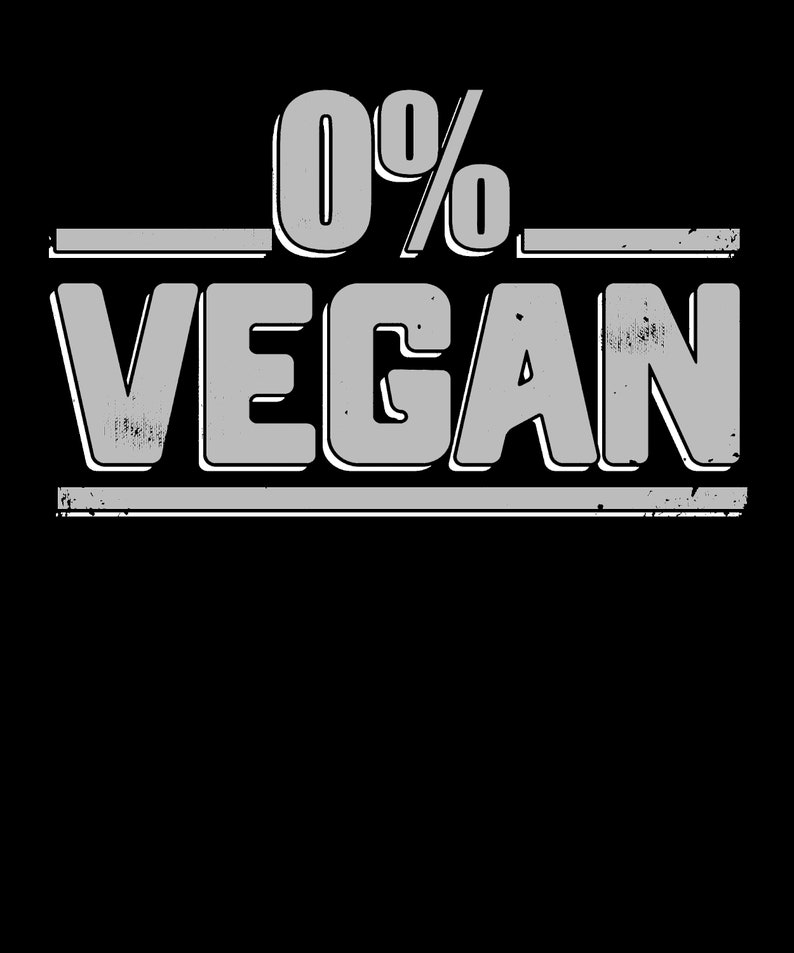 Pu&ograve; includere: Una grafica bianca con il testo "0% VEGAN" in un carattere in grassetto in stile 3D. Il testo &egrave; incorniciato da due linee orizzontali.