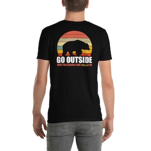 Camicia da campeggio, regalo da campeggio, Camicia avventura, Camicia da campo, Camicia da esterno, Camicia da trekking, Andare fuori peggiore scenario Un orso ti uccide