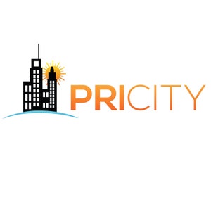 May include: A logo for a company called PRICITY. The logo features a black silhouette of a city skyline with a sun rising behind it. The word PRICITY is written in orange text.