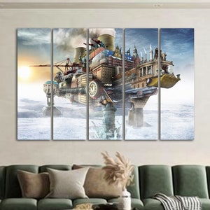 Steampunk wall art, Steampunk style wall decor, Vintage canvas print, Retro industrial machines, Steampunk canvas art, Steampunk print