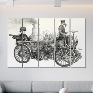 Steampunk wall art Steampunk wall decor Steampunk canvas print Mechanism print art Steampunk home decor Steampunk style Retro car canvas
