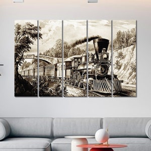 Steampunk train print Steampunk wall art Steampunk wall decor  Mechanism print art Steampunk home decor Steampunk style Train Old photo