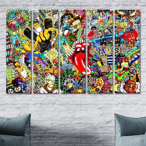 Graffiti canvas set, Street art prints, Graffiti poster, Urban art, Urban wall art, Kleurrijke print, Hip Hop stijl, Graffiti foto, Cadeau