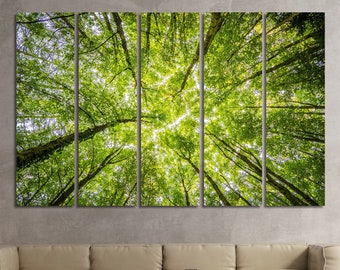 Forest wall art Trees canvas print Forest print Landscape canvas Forest painting Tree print Tree wall art Foggy trees Extra large wall art
