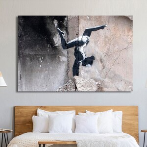Little girl in dance clothes, Banksy wall art, Borodyanka graffiti art, Banksy canvas, Banksy wall decor, Banksy style graffiti art.