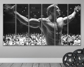 Arnold Schwarzenegger Muscle gym print Gym canvas art Motivation poster Gym motivation Schwarzenegger canvas print Bodybuilding Old photo
