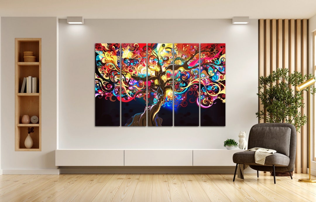 Tree of Life Wall Decor Tree of Life Canvas Psychedelic Etsy