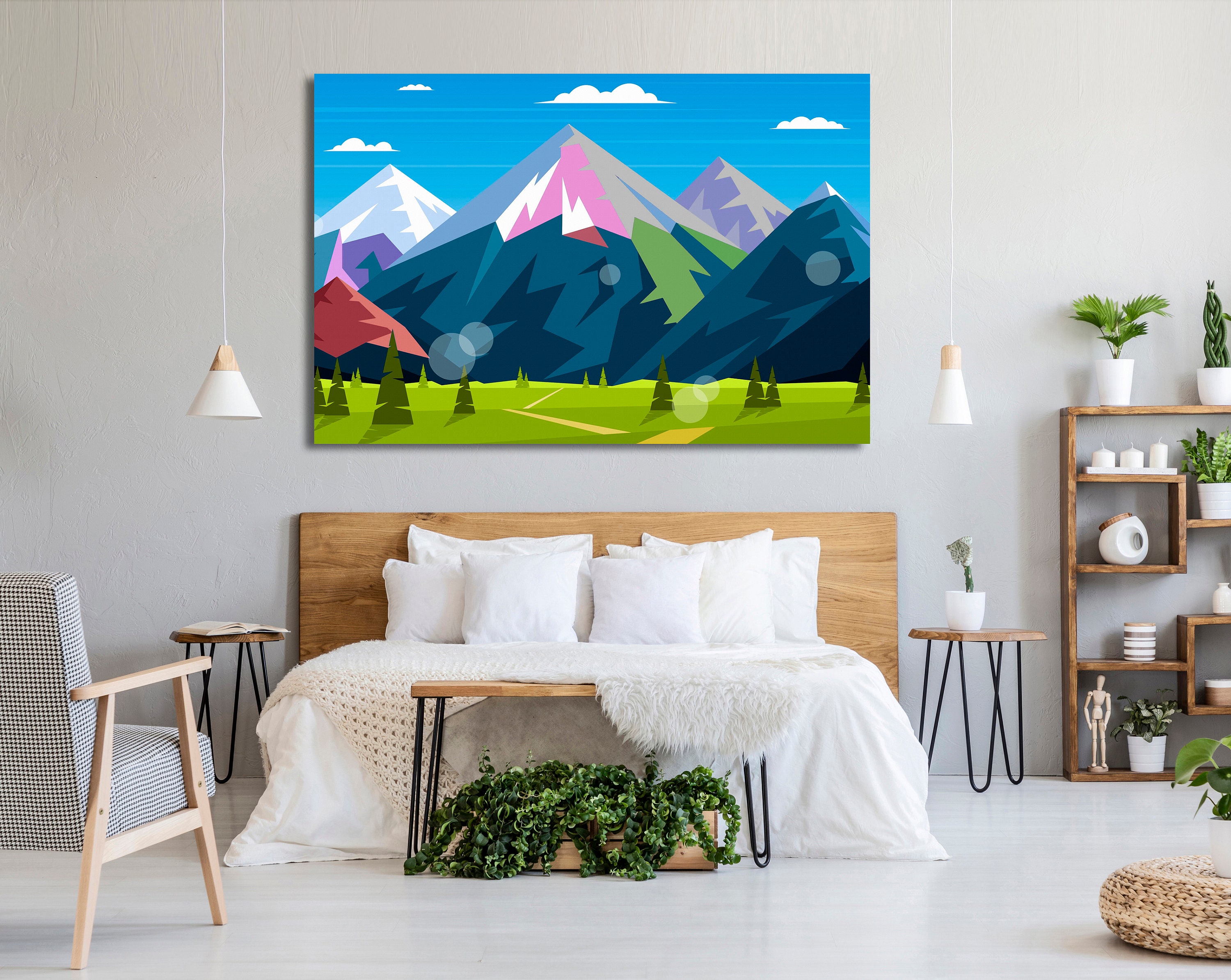 Mountain Landscape, Minimalist Mountain Canvas, Modern Wall Art ...