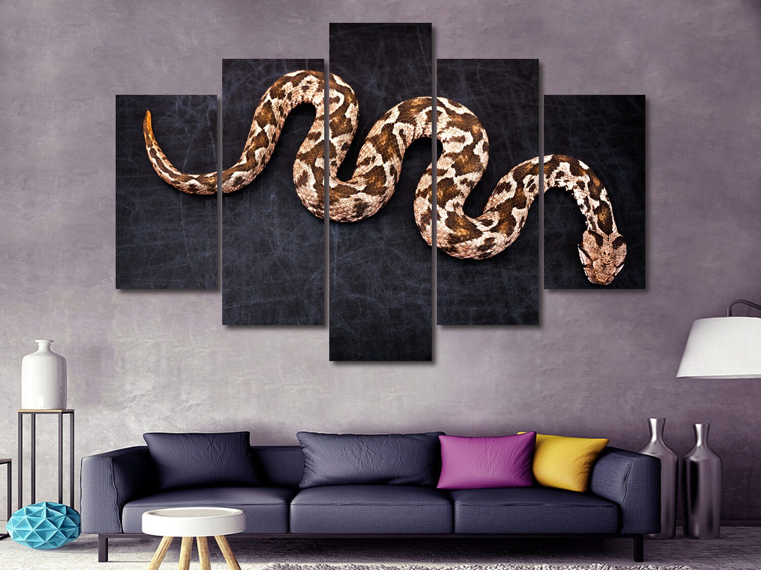 Snake wall art Snake canvas art Snake wall decor Reptiles wall Etsy