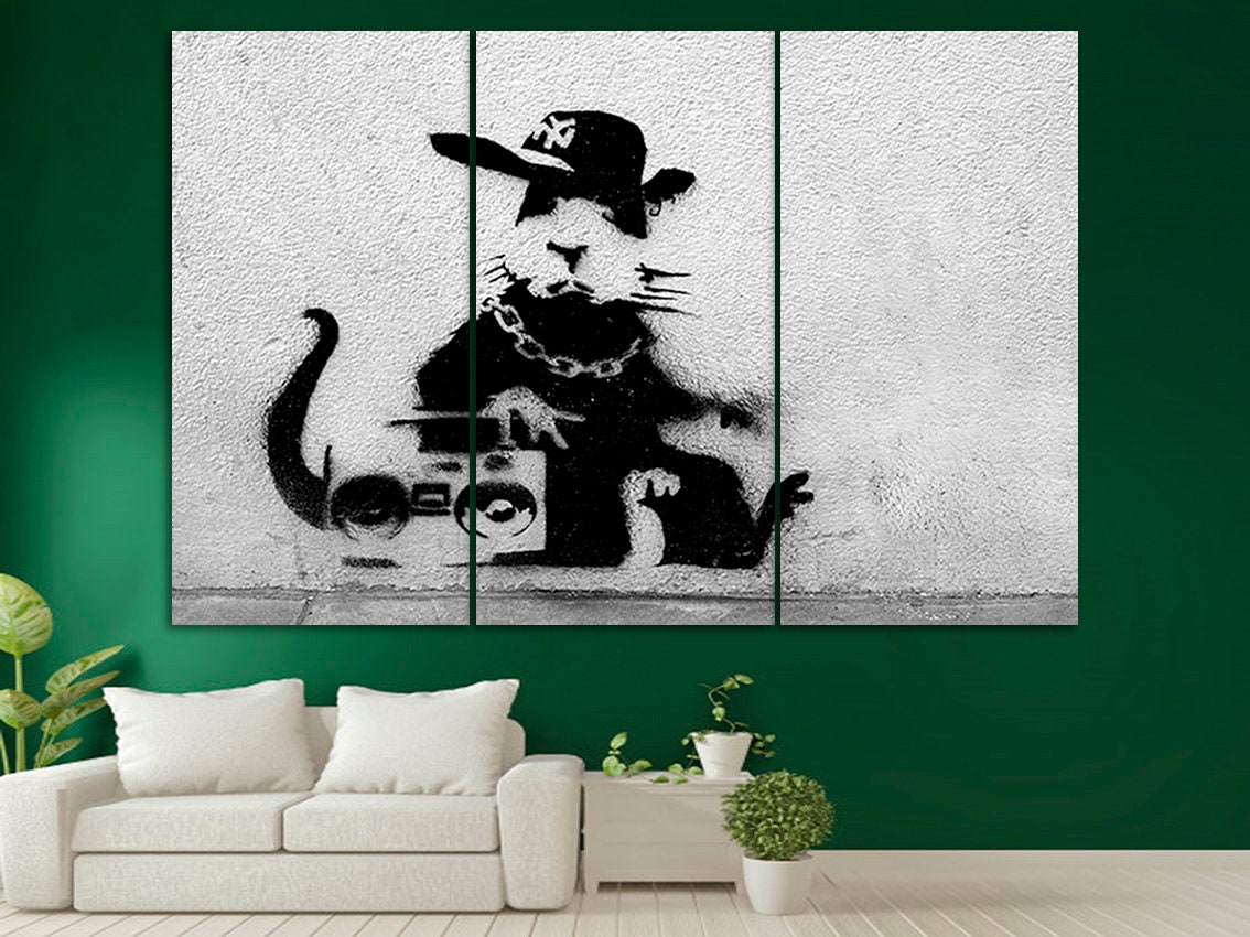 Banksy Cat Art Canvas Print Wall Street Art Graffiti Art - Etsy