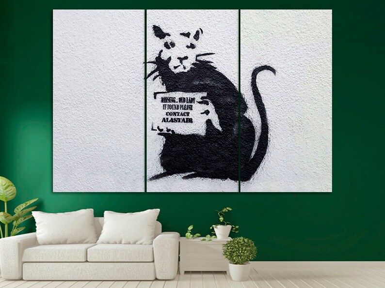 Banksy Mouse Art Wall Street Art Graffiti Art Canvas Banksy Etsy