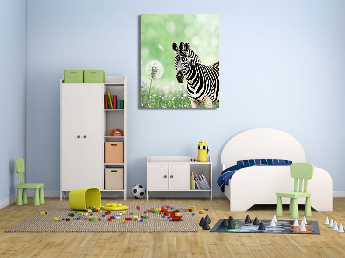 Zebra Kinderzimmer Wandkunst Zebra Leinwandkunst Safari | Etsy