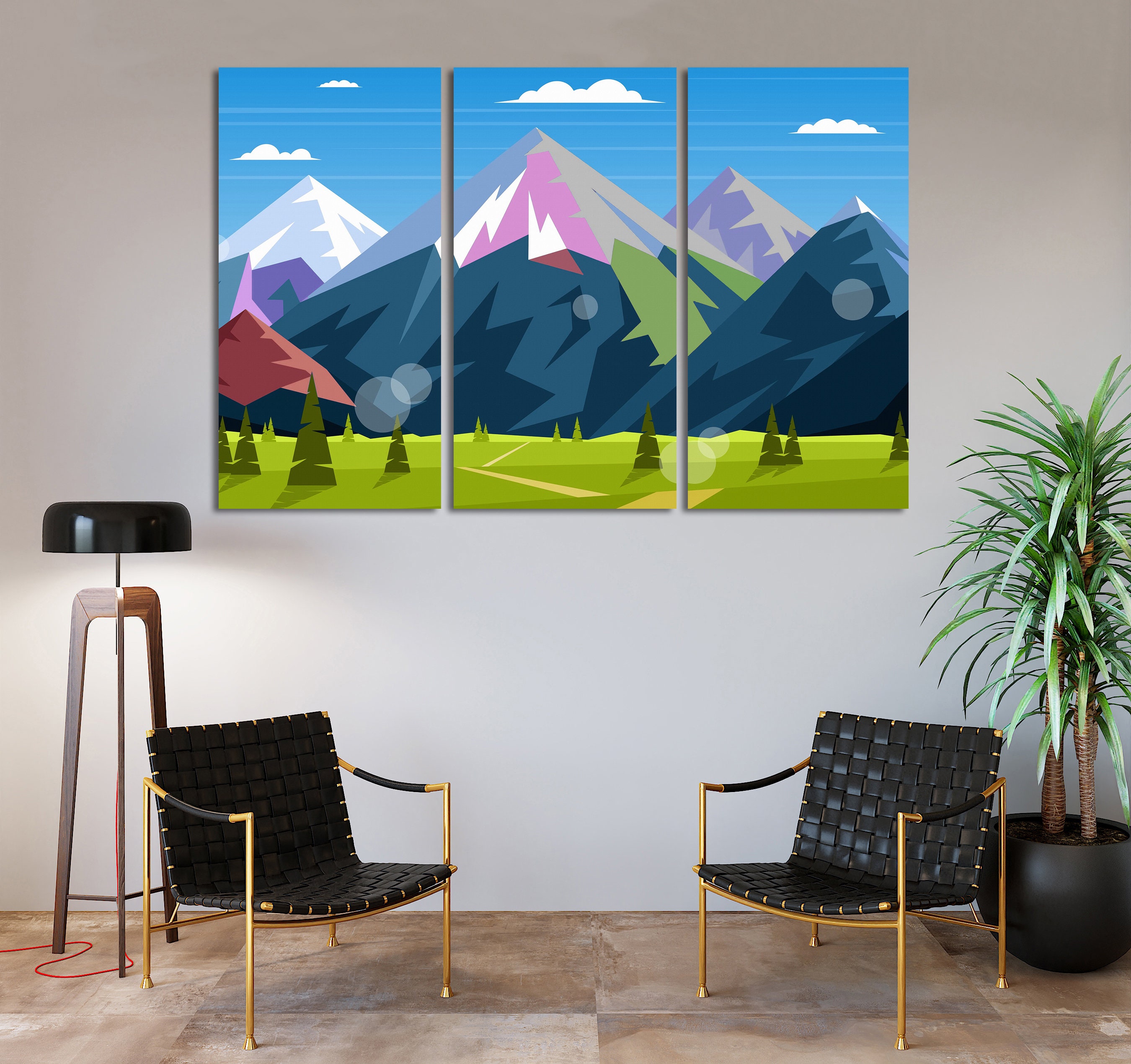 Mountain Landscape, Minimalist Mountain Canvas, Modern Wall Art ...