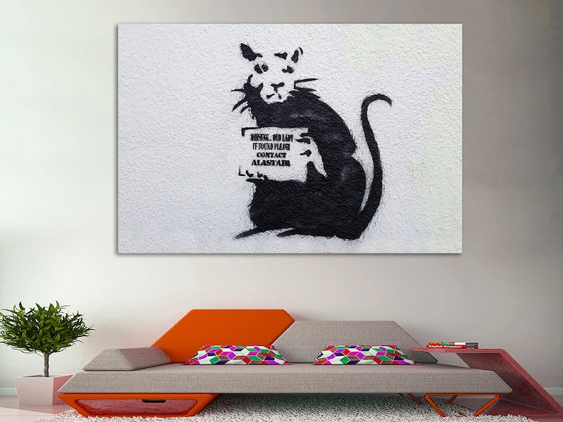 Banksy Mouse Art Wall Street Art Graffiti Art Canvas Banksy Etsy