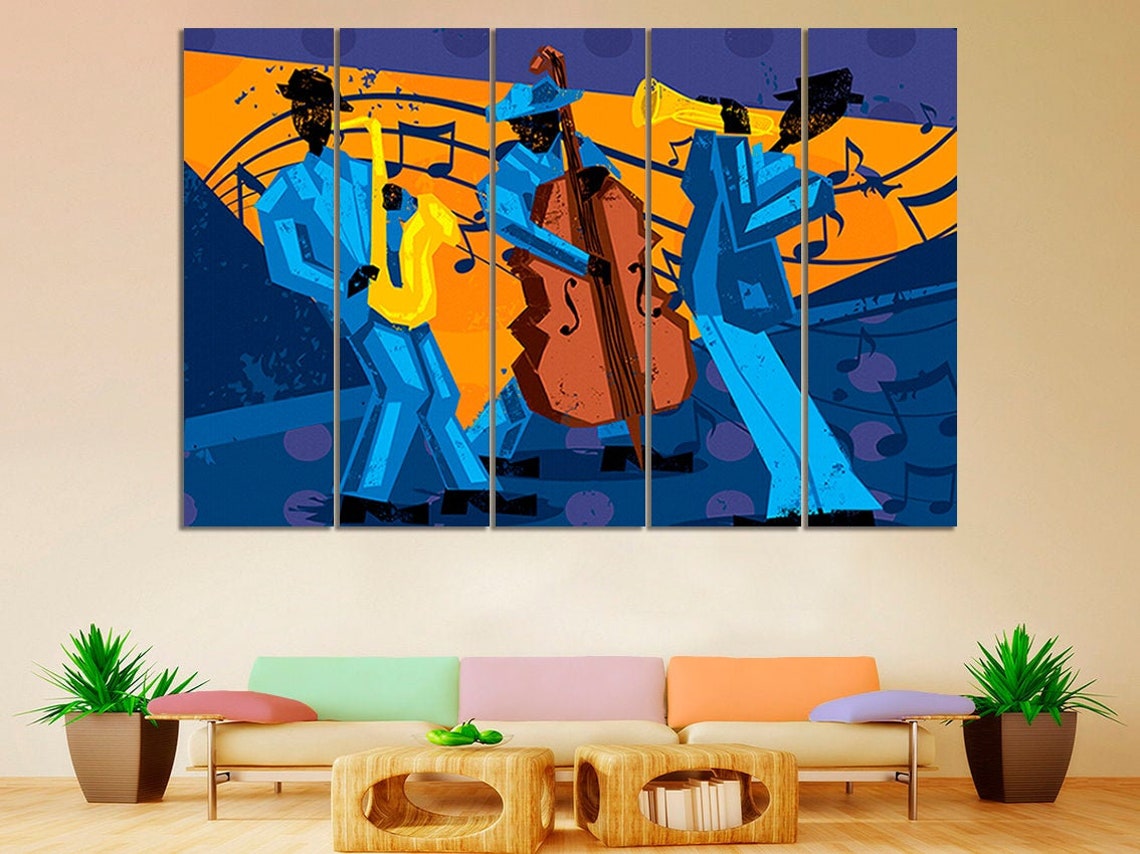Jazz poster music canvas wall art jazz canvas jazz band wall Etsy