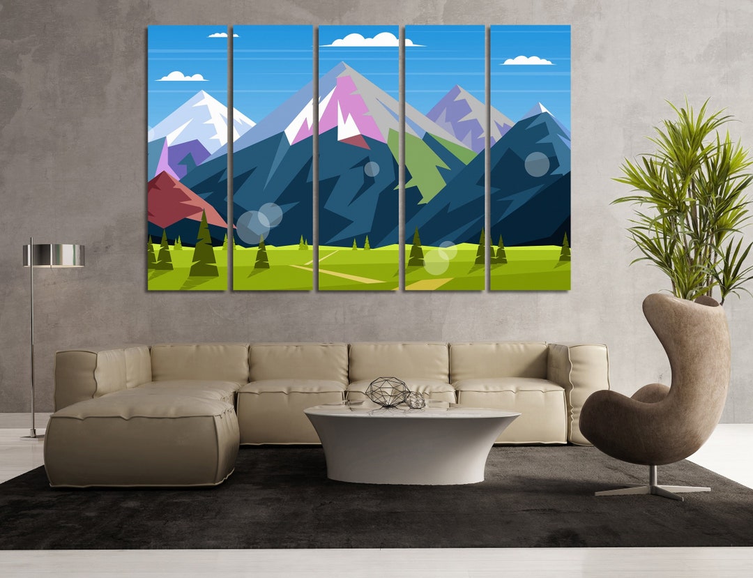 Mountain Landscape, Minimalist Mountain Canvas, Modern Wall Art ...