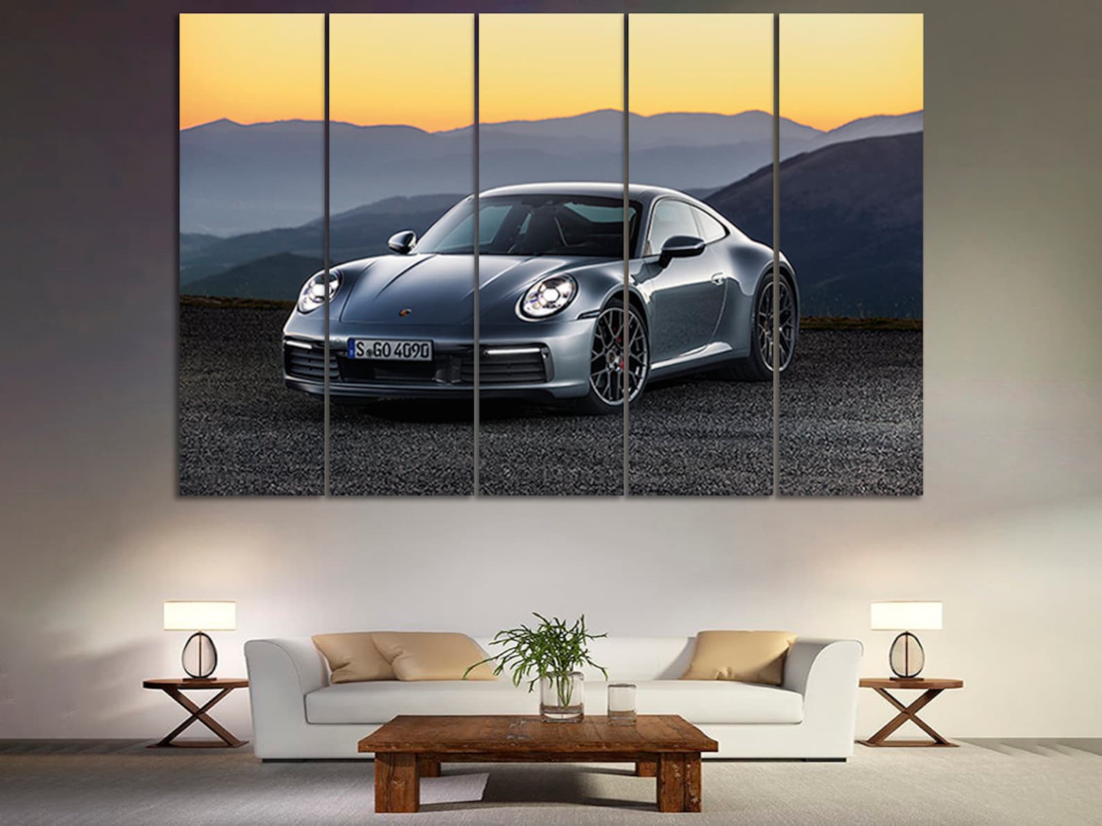 Affiche verte de voiture de sport Porsche 911 | Affiche d'art