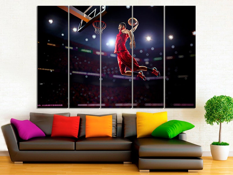 Basketball Basketball Wall Art Basketball Canvas Basketball Etsy