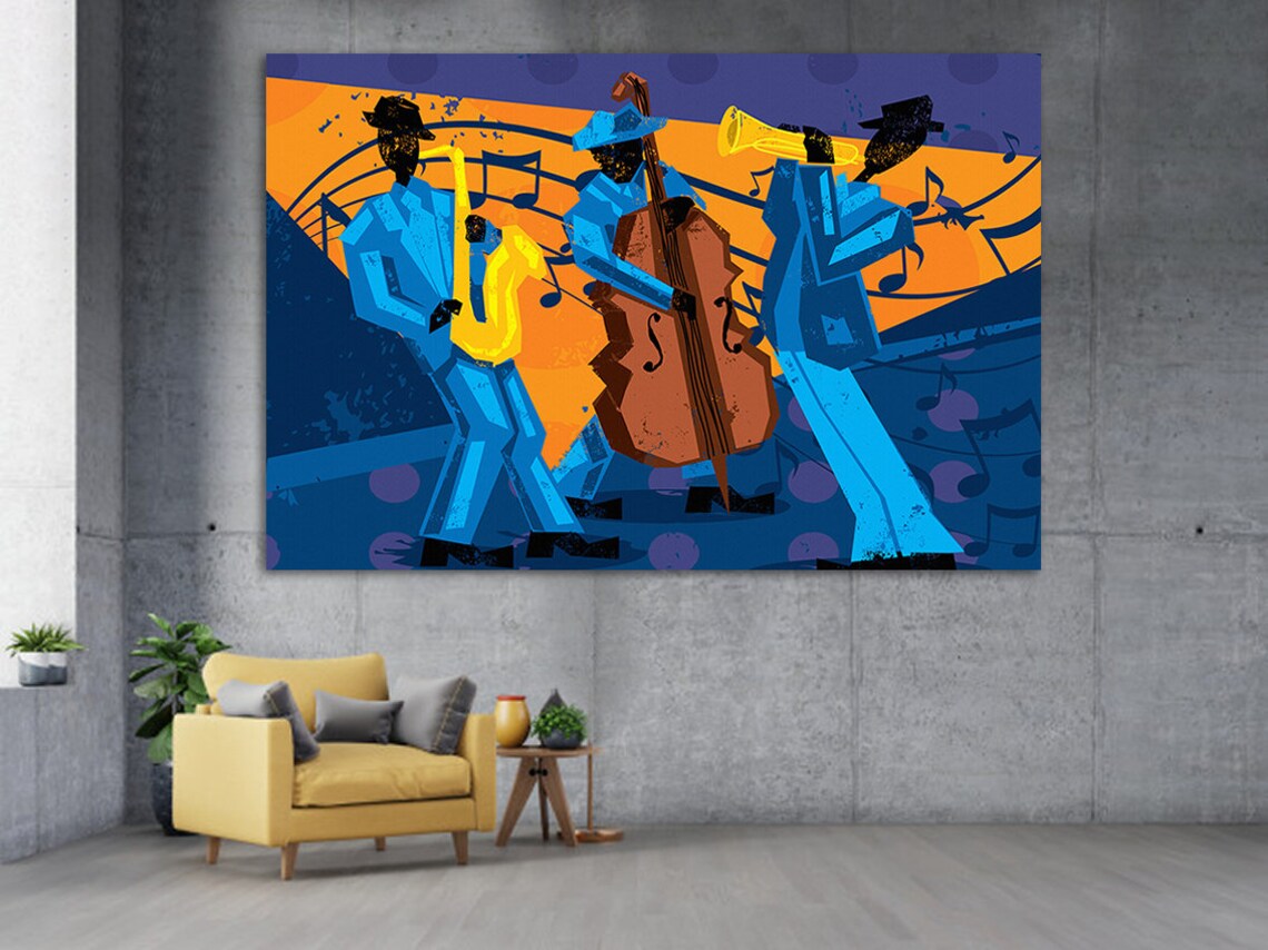 Jazz poster music canvas wall art jazz canvas jazz band wall Etsy