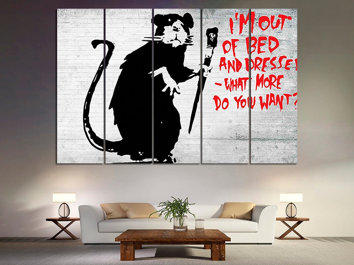 Banksy Mouse Art Wall Street Art Graffiti Art Canvas Banksy Mural