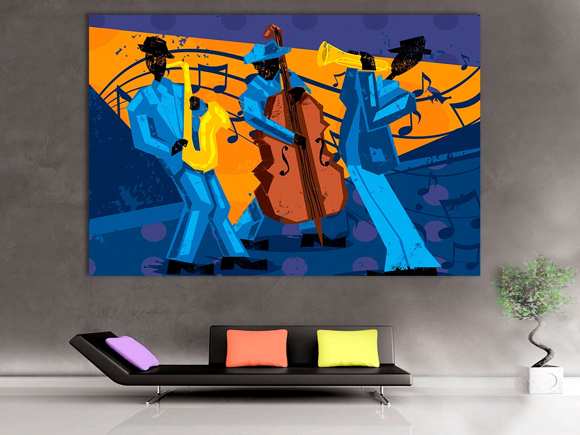 Jazz poster music canvas wall art jazz canvas jazz band wall Etsy