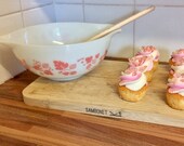 Vintage JAJ Pyrex Pink On White 443 Gooseberry Cinderella Mixing Bowl 1959