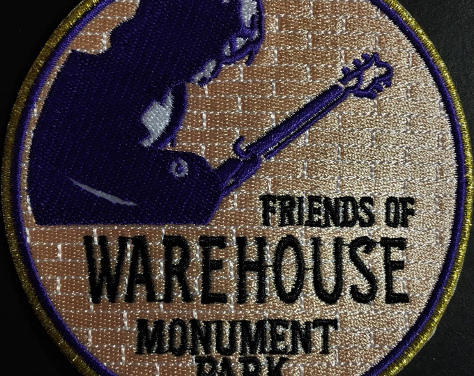 Friends of Warehouse Monument Park "Biker Patch" for Vest/Jacket, 4 inch diameter with 50th Anniversary gold trim