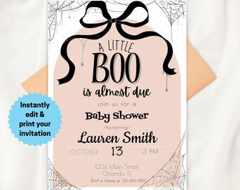Halloween Baby Shower Invitation: Ghost Theme (Printable Download)