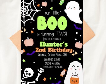 Little Boo is Two Invitation | Spooky 2nd Birthday (PRINTABLE DOWNLOAD)