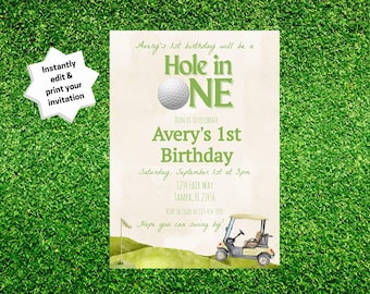 Golf 1st Birthday Invitation: Hole in One ParTee (Printable Download)
