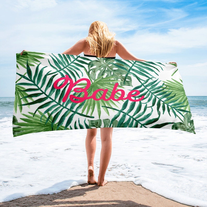 Babe Beach Towel Palm tree beach towel beach theme Etsy