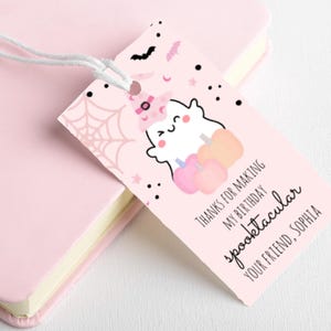 EDITABLE Spooky One Birthday Ghost Thank You Tags Pink | Halloween ...