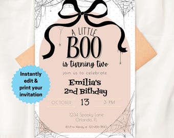 Little Boo is Two Invitation | Spooktacular 2nd Birthday (Printable Download)